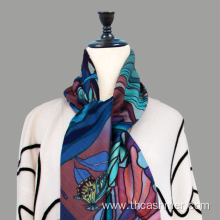 Soft Merino Wool Fashion Flower Printing Lady Scarf